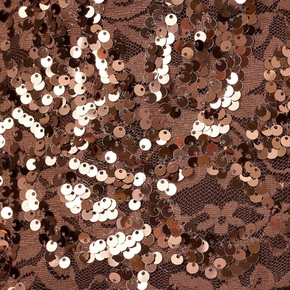 NWT Adrianna Papell Off-The-Shoulder Gold Sequin Cocktail Party Dress, Size 6 - Picture 5 of 6